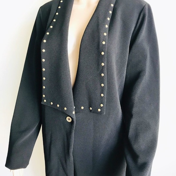 Michael Kors Studded Black‎ Blazer Jacket  Career Office Minimalist Small NWT - Picture 6 of 8